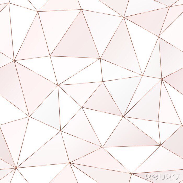 Fotobehang Rose gold polygonal seamless pattern with triangle tiles.