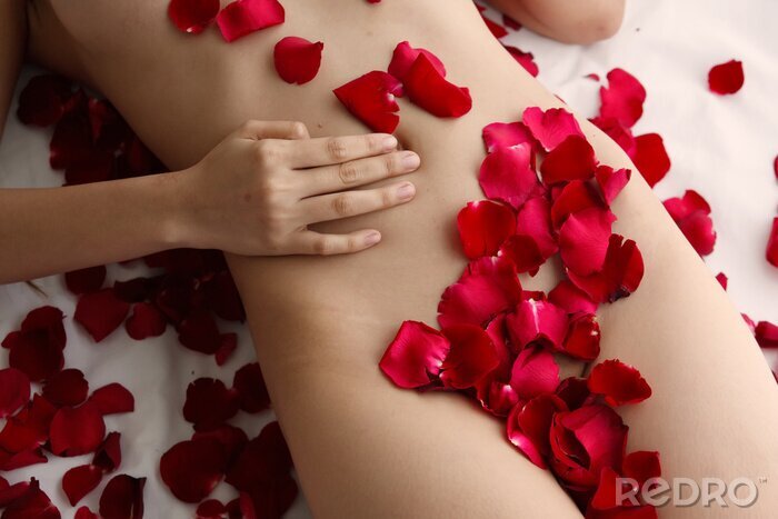 Fotobehang Rose op de vrouwen lichaam