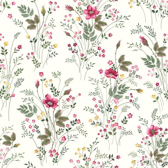 Fotobehang Rosebuds vergezeld van andere bloemen