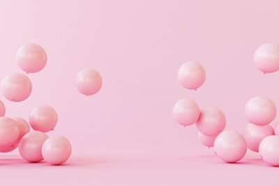 Fotobehang Roze ballen op roze achtergrond