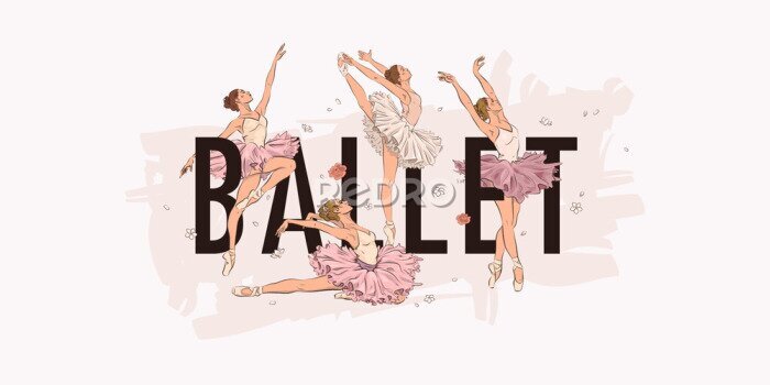 Fotobehang Roze ballerinadansers op een lichte achtergrond
