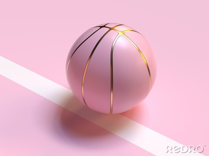 Fotobehang Roze basketbal op pastelkleurige achtergrond