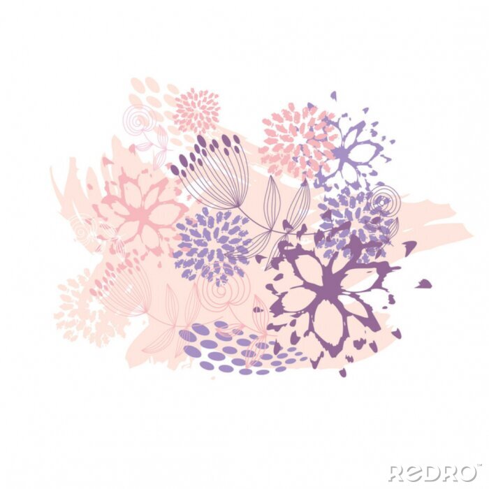 Fotobehang Roze compositie met bloemen