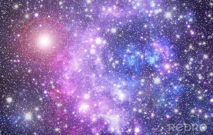 Fotobehang Roze galaxy en sterren