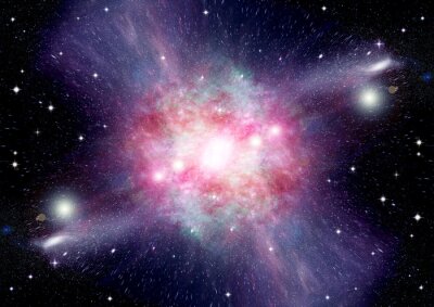 Fotobehang Roze galaxy in het heelal