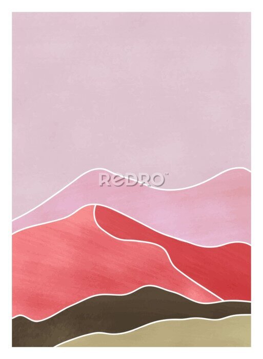 Fotobehang Roze landschap van de bergen