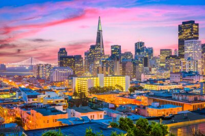 Fotobehang Roze lucht boven San Francisco