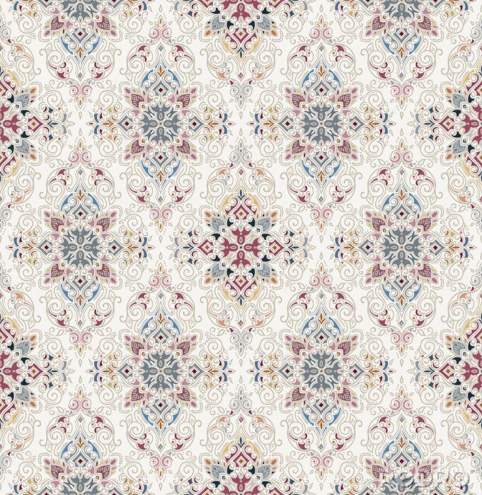 Fotobehang Roze oosters patroon in oude stijl