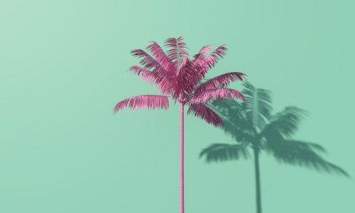 Roze palm op een groene achtergrond