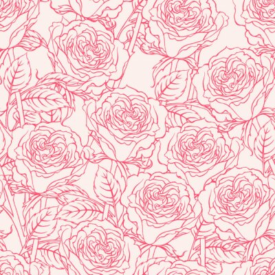 Fotobehang Roze patroon met rozen