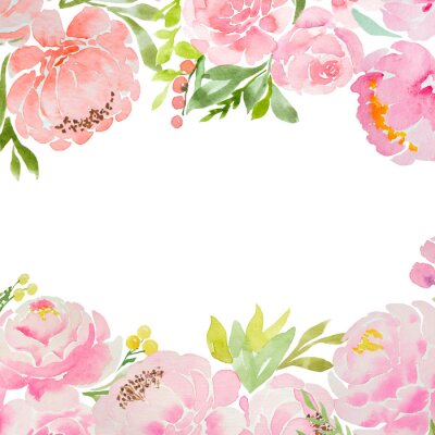 Fotobehang Roze rozen in een delicate aquarelcompositie