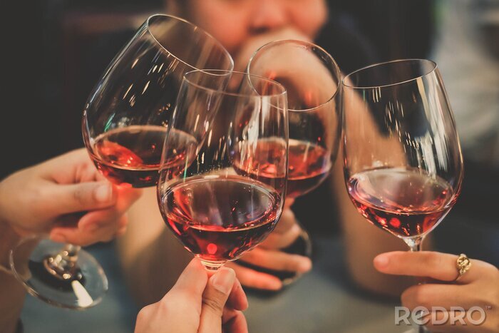 Fotobehang Roze wijn op toast