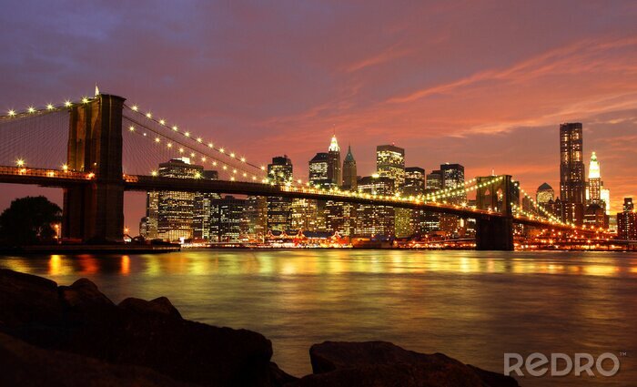 Fotobehang Roze wolken boven New York