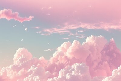 Fotobehang Roze wolken in de blauwe lucht