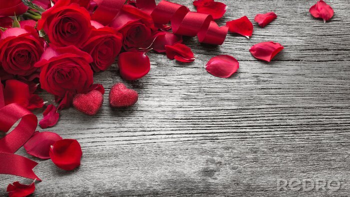 Fotobehang Rozen op een bord