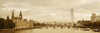 Ruimtelijk panorama van Londen in sepia