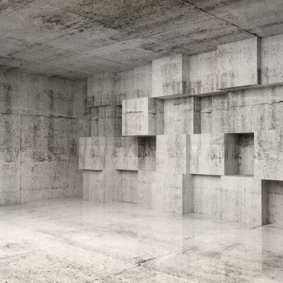Fotobehang Ruimtelijke muur van kubussen