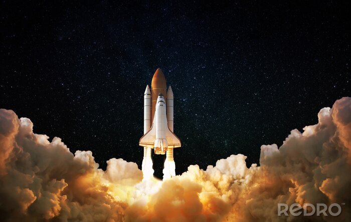 Fotobehang Ruimteschip tijdens het opstijgen