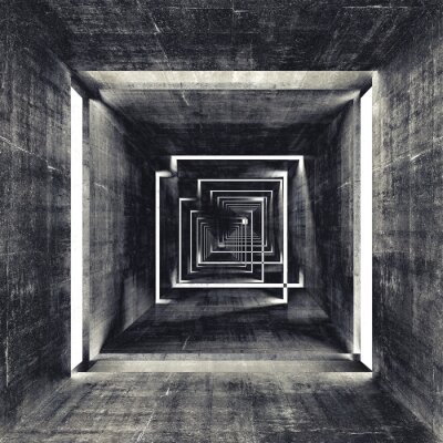 Fotobehang Ruwe zwart-wit tunnel