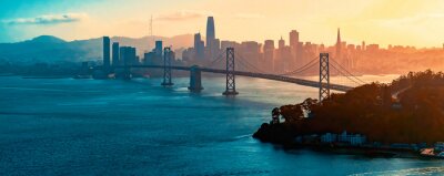 Fotobehang San Francisco brug aan de skyline van de stad