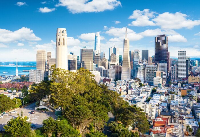 Fotobehang San Francisco skyline in de zon
