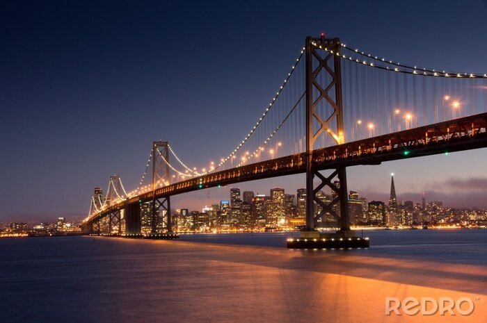 Fotobehang San Francisco verlichte brug