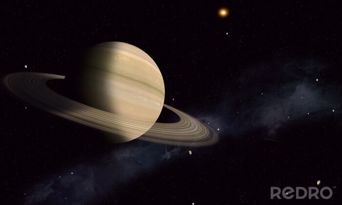 Fotobehang Saturn met Manen