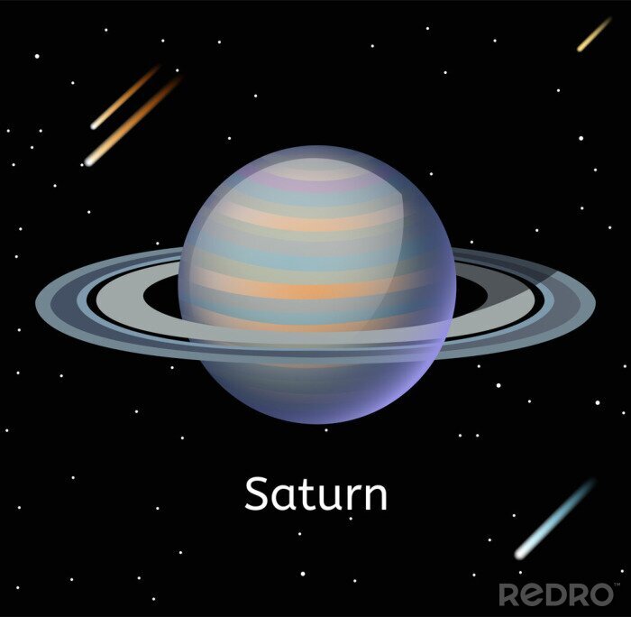 Fotobehang Saturn planet 3d vector illustration