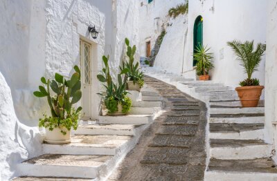 Fotobehang Scenic sight in Ostuni in a sunny summer day, Apulia (Puglia), southern Italy.