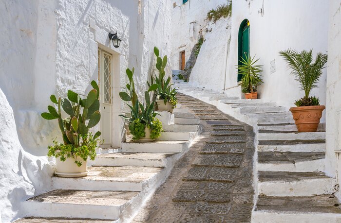 Fotobehang Scenic sight in Ostuni in a sunny summer day, Apulia (Puglia), southern Italy.