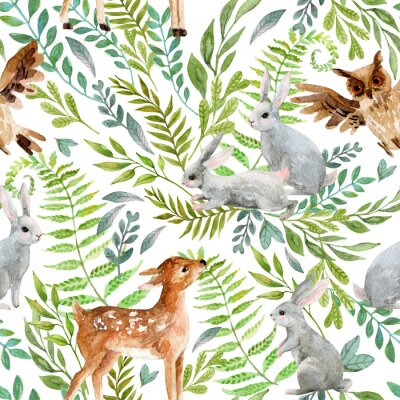 Schattige dieren op de achtergrond van bladeren