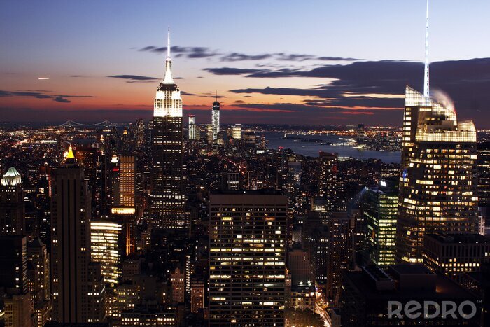Fotobehang Schemering boven New York City