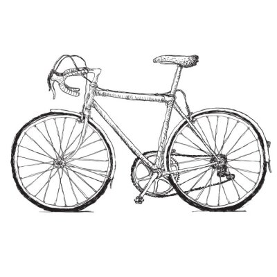 Fotobehang Schets van een fiets op een blad