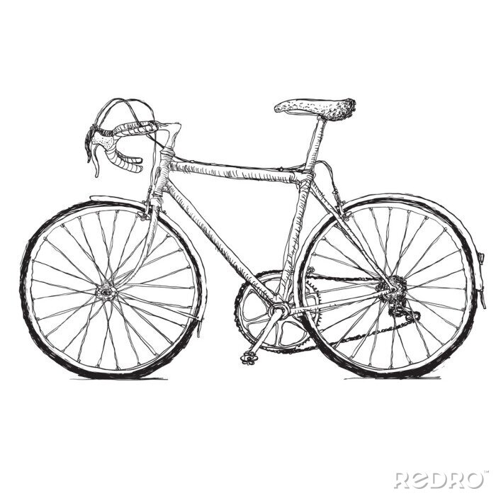 Fotobehang Schets van een fiets op een blad