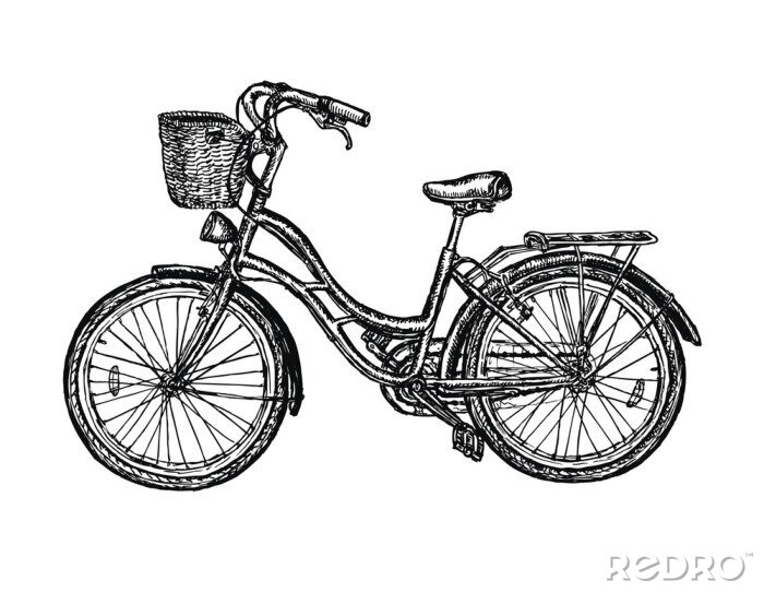 Fotobehang Schets van een oude fiets