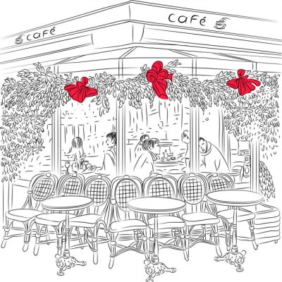 Schets van een Parijs café