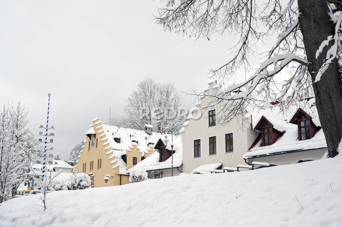 Fotobehang Schilderachtige winter uitzicht Füssen, Duitsland