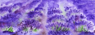Fotobehang Schilderij patroon met lavendel