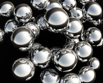 Fotobehang Schitterende metalen ballen in de lucht