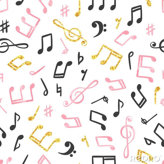 Fotobehang Seamless music notes pattern. Musical background.