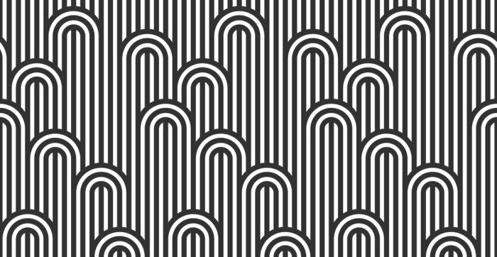 Fotobehang Seamless pattern with twisted lines, vector linear tiling background, stripy weaving, optical maze, twisted stripes. Black and white design.