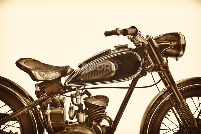 Fotobehang Sepia afgezwakt beeld van een vintage motorfiets
