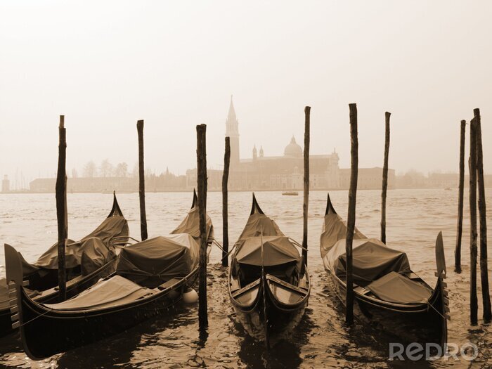 Fotobehang Sepia beeld van Venetië