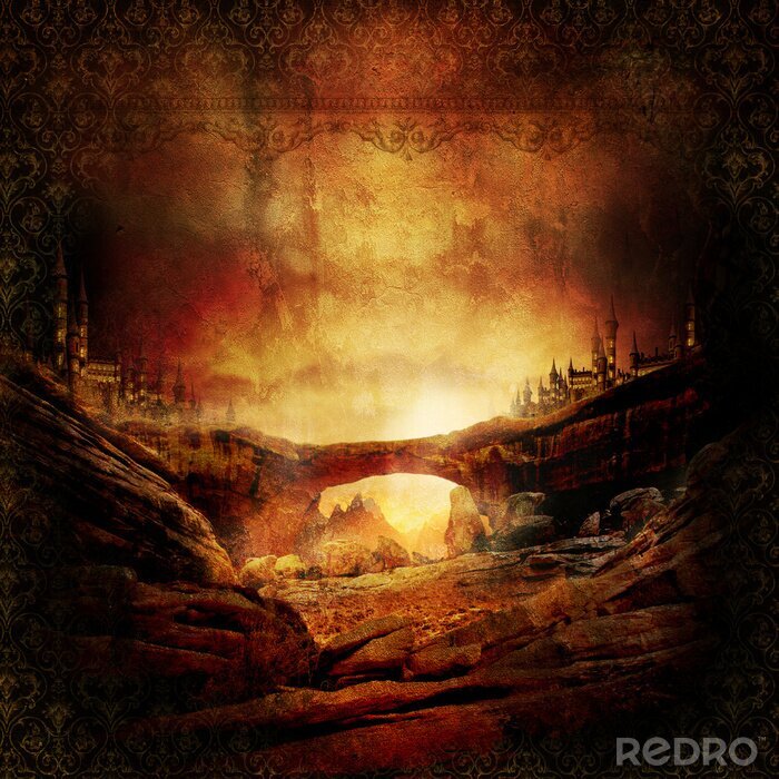 Fotobehang Sepia landschap - motief past niet in deze categorie