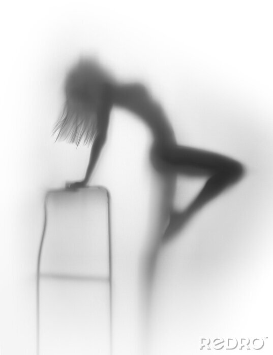 Fotobehang Sexy vrouw lichaam silhouet met stoel