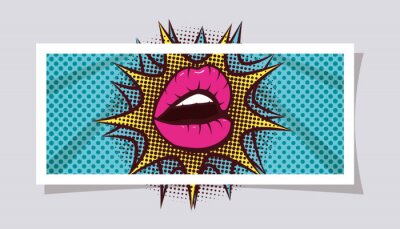 Fotobehang sexy woman mouth with splash expression pop art style