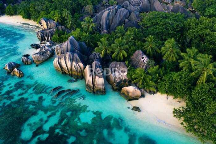 Fotobehang Seychellen tropisch strand