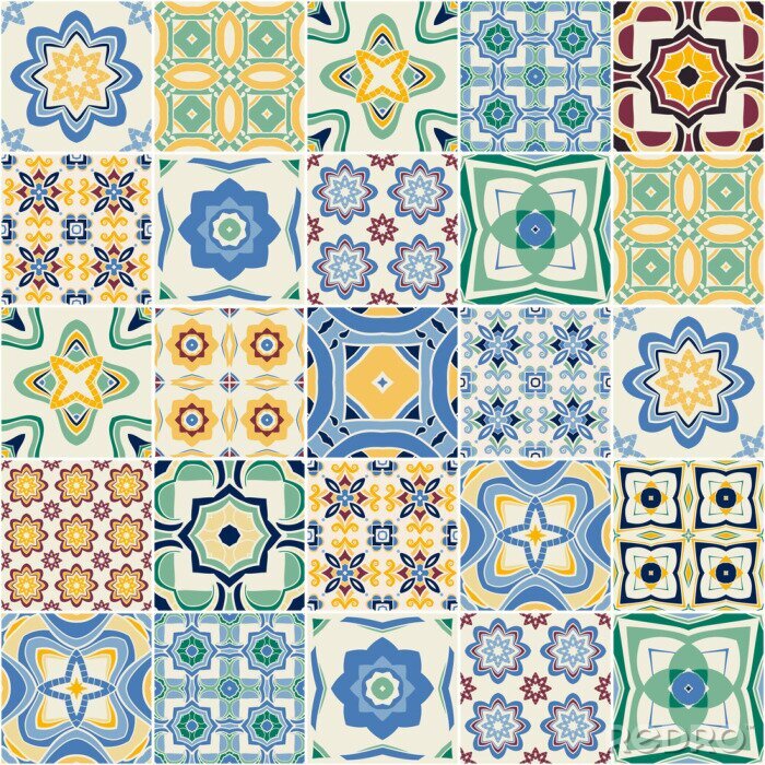 Fotobehang sierlijke portugees decoratieve tegels. Vector.