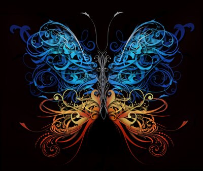 Fotobehang Sierlijke vlinder op zwarte achtergrond