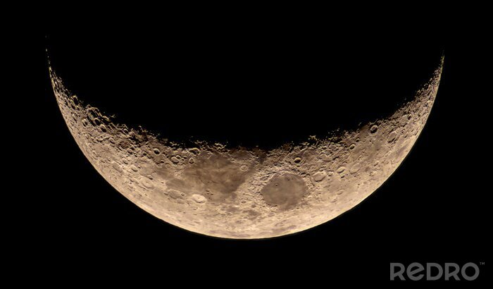 Fotobehang Sikkelvormige maan op zwarte achtergrond
